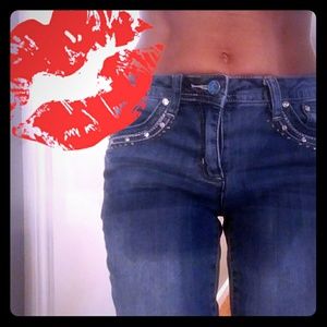 EARL JEANS Stretch Bling Rhinestone Pockets